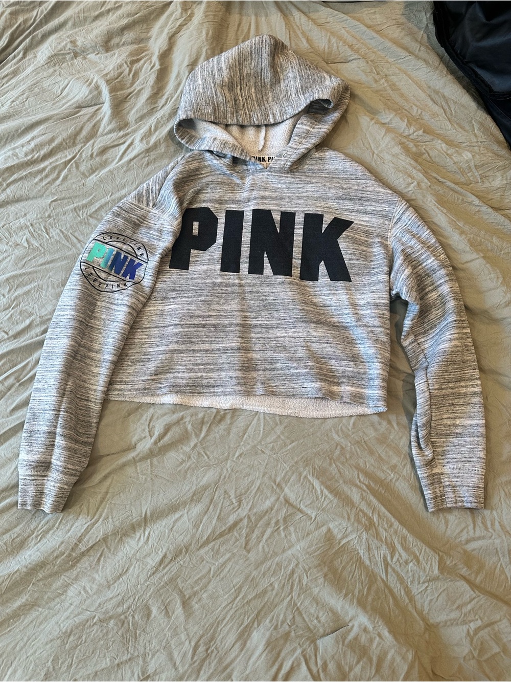 Victoria's Secret PINK Gray Marled Cropped Hoodie